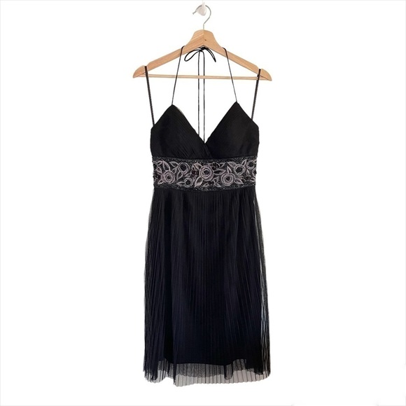 Sue Wong Nocturne Vintage 90s Embroidered Bead Detail Fairy Goth Halter Dress 6 - Picture 1 of 16